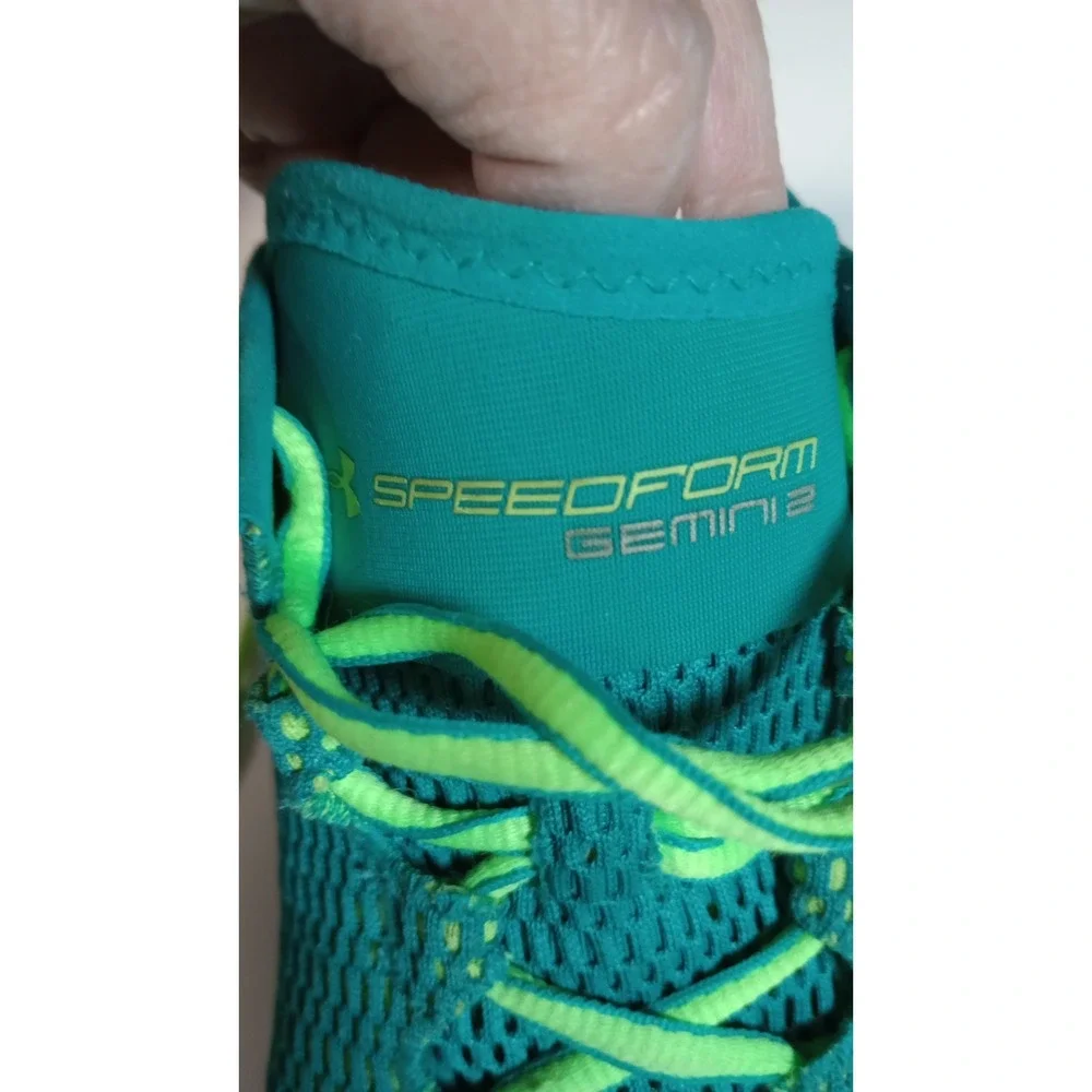 Under Armor Charged Speedform Gemini 2 Ladies Running Shoes Sz 8 Teal/Lime Green
